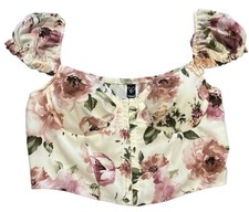 NWT Windsor Bring the Charm Floral Satin Corset Crop Top Large