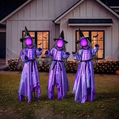 Member's Mark Pre-Lit Animated Witches Set of 3 Halloween Decor