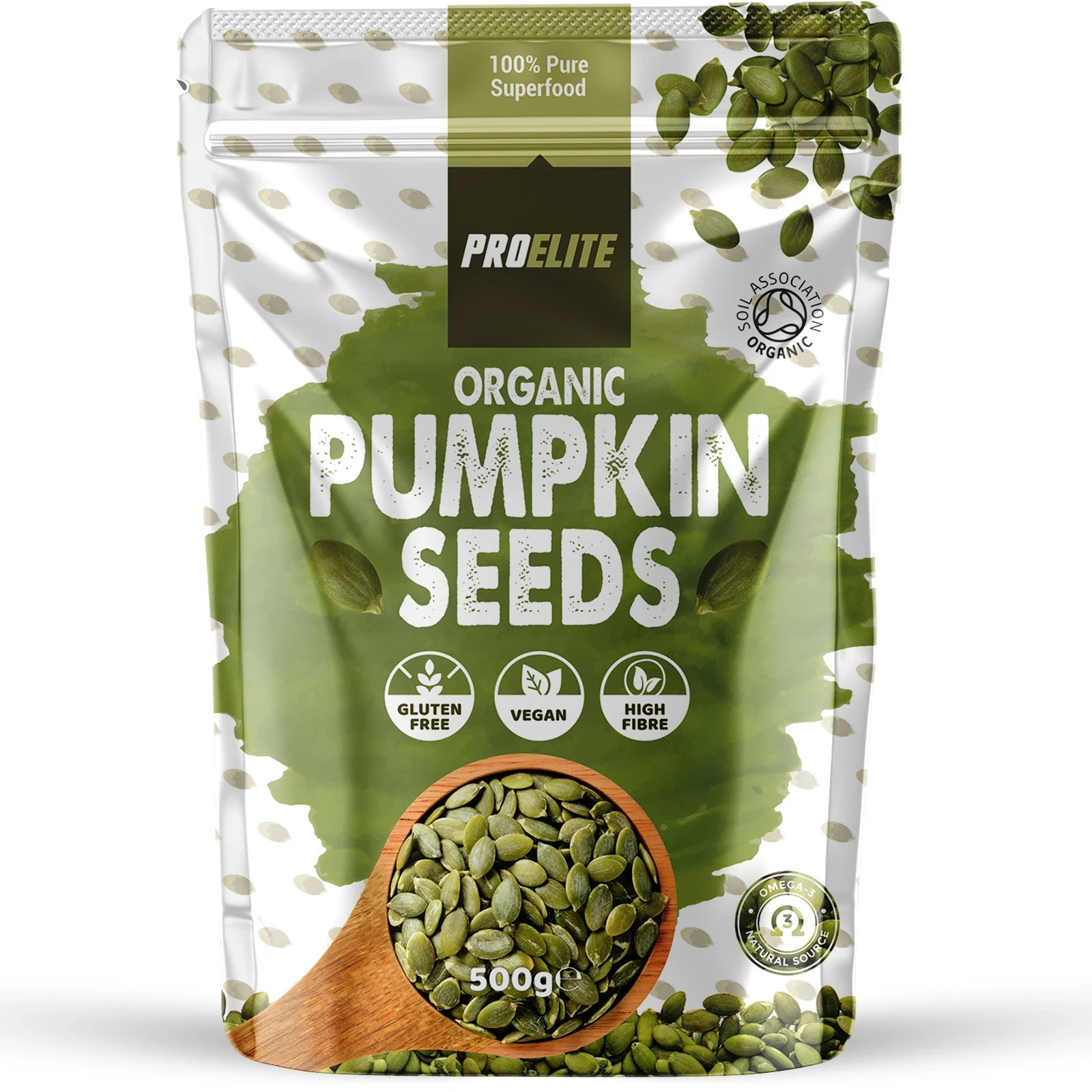 ProElite 100% Organic Pumpkin Seeds AA- Grade 500g Gluten Free Vegan New & Seal