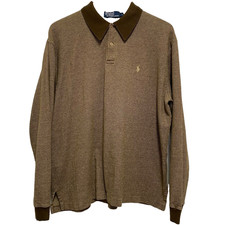 VTG Polo Ralph Lauren Mens Sweater L Brown Pony Cotton Pullover Classic Preppy