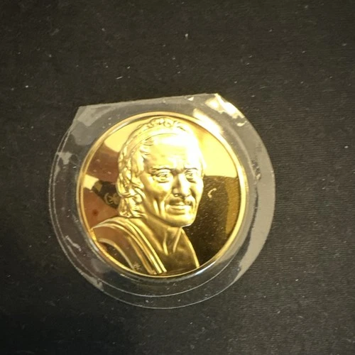 Franklin Mint Sterling Silver Portrait Bust of Voltaire Gold Medal, 66g