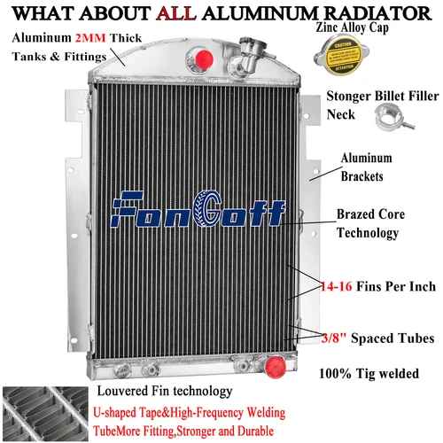 3Row Aluminum Radiator for 1937-1938 Chevy HE GD Master Truck 3.5L L6 V8 NEW