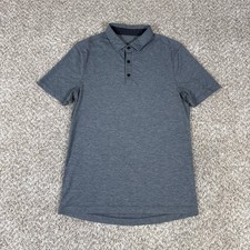 Lululemon Polo Shirt Mens S Gray Evolution Heathered Short Sleeve Tech