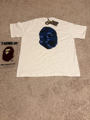 A Bathing Ape XXL White Blue Ape Head Graphic Jersey Cotton T 