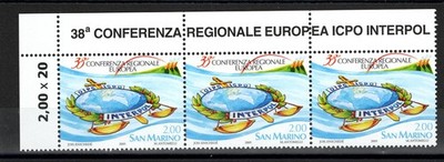 SAN MARINO 2009 38^ EUROPEAN REGIONAL CONFERENCE ICPO INTERPOL Strip 3 MNH
