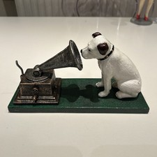 Cast Iron HMV His Masters Voice RCA Nipper Dog and Gramaphone Ornament 