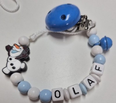 Schnullerkette mit Namen Wunschname Schneemann  Mädchen Junge Frozen Olaf