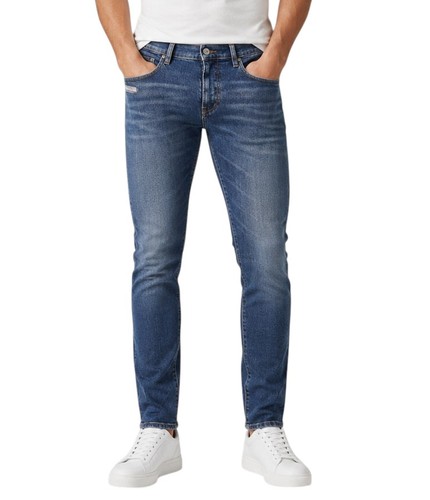 DIESEL 2019 D-Strukt 007L Men Jeans W32/L34 Blue Whiskers Faded Slim Fit RRP195
