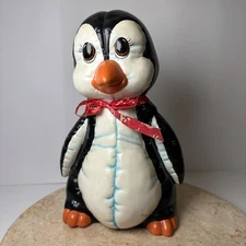 Kimble Mold Adorable Ceramic Penguin Figurine Piggy Coin Bank Decor Holiday