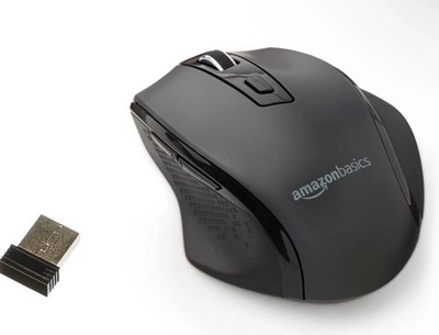 Wireless Computer Mouse, Amazon Basics Ergonomic, 2.4 GHz Optical, DPI Adjustabl