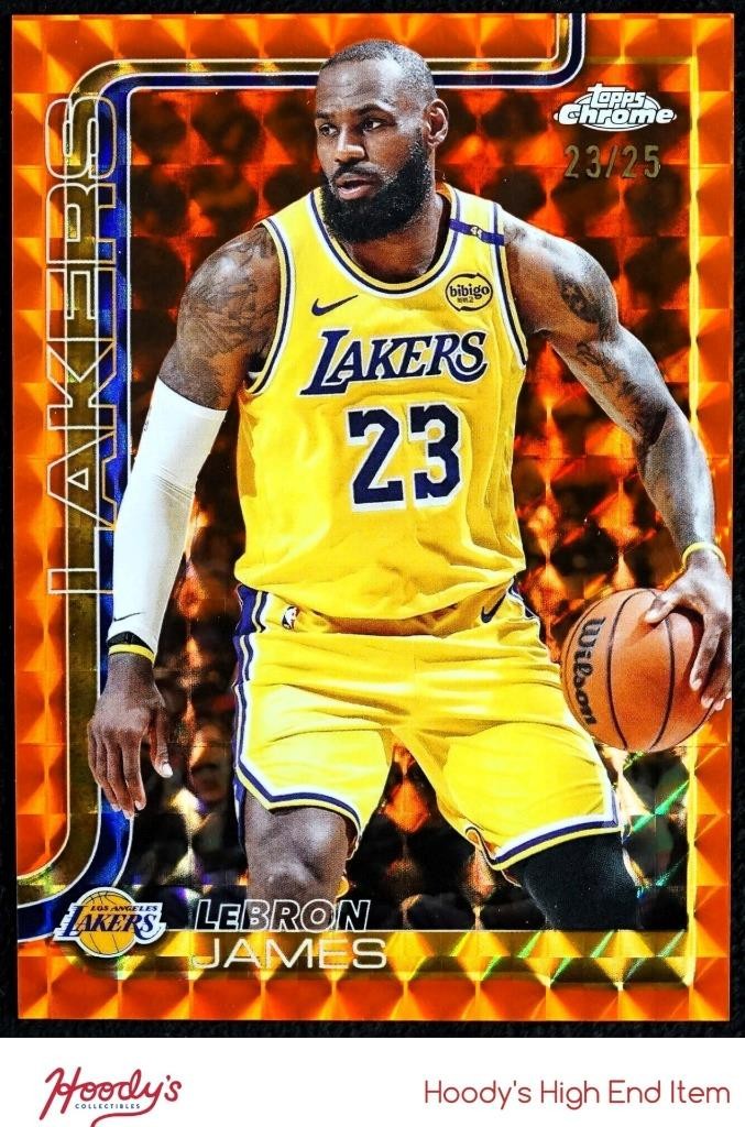 2025-26 Topps Chrome Orange Geometric Refractor #127 LeBron James 23/25 JERSEY #
