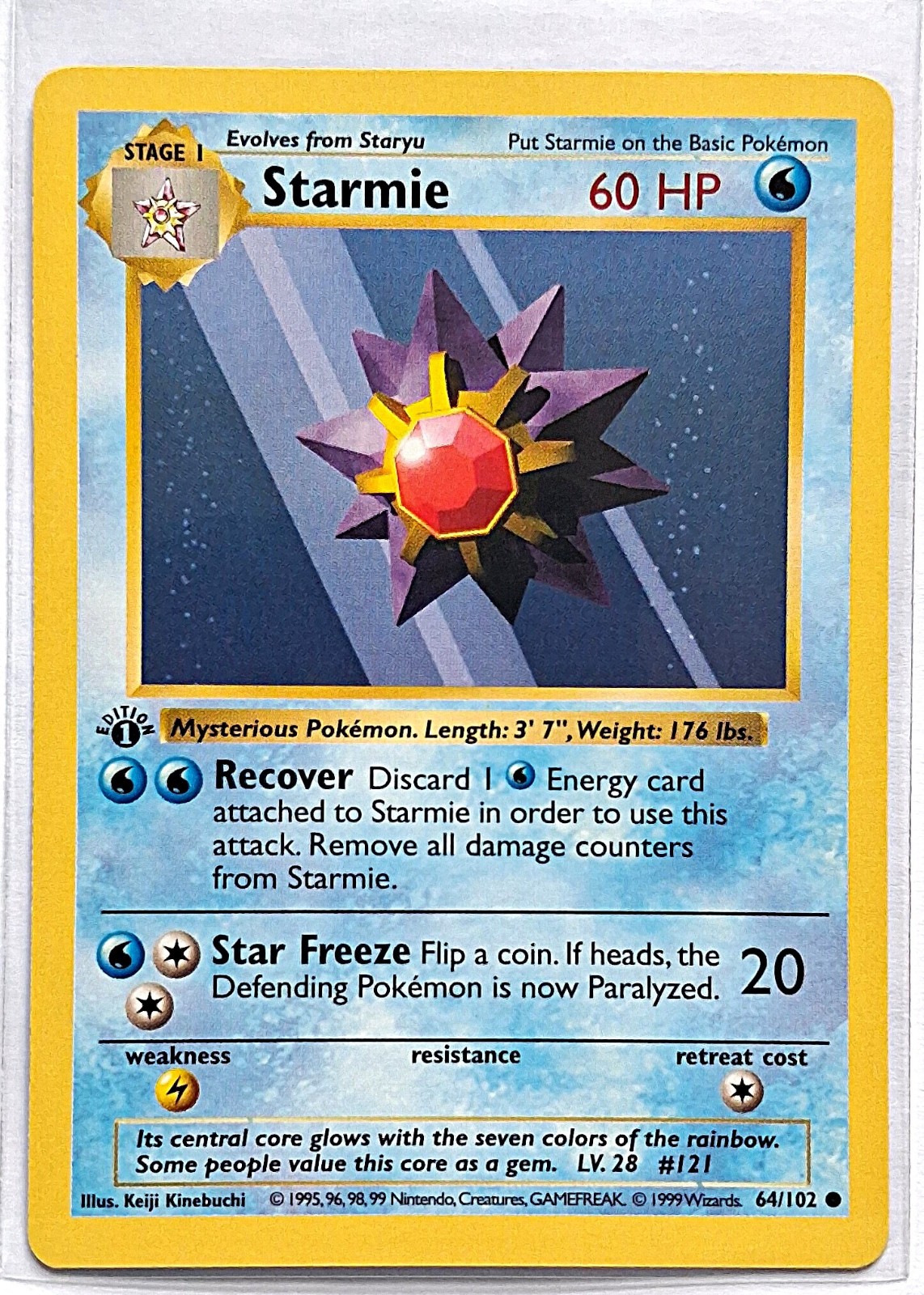 1ST. EDITION STARMIE - COMMON - BASE 64/102 - POKEMON W.O.T.C. - NM PACK FRESH!