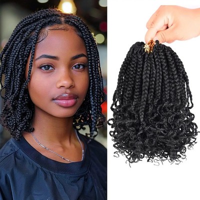Pre Looped 3X Box Braids Crochet Hair Soft Curly Ends Extensions for Black Women