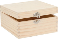 6 1682 103 - Scatola in Legno Di Pino, Quadrata, Con Chiusura, Grande Circa 16 X