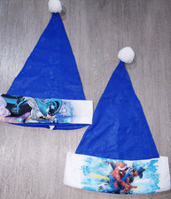 2 boys CHRISTMAS SANTA HATS blue BATMAN SPIDERMAN one size fits most CUTE