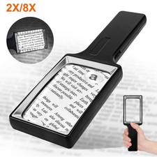 Adjustable Brightness LED Magnifying Glass 2/8X Large Rectangular Reading Senior