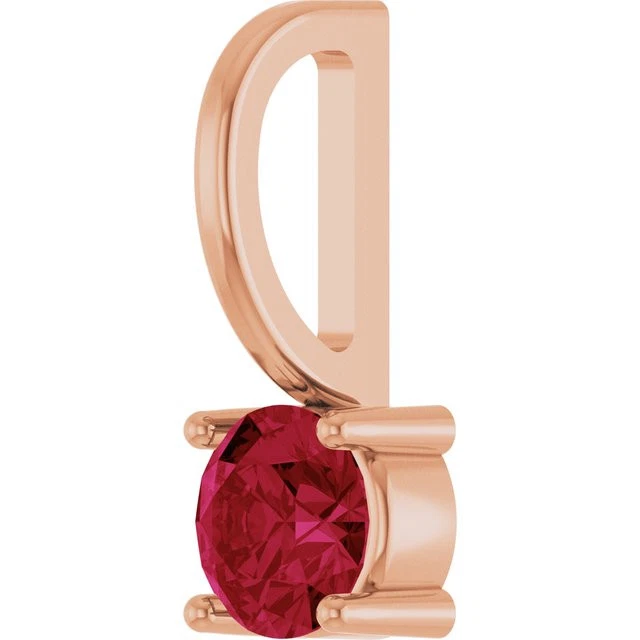 14K Rose Imitation Ruby Solitaire Charm/Pendant - Image 2 of 2
