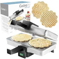 Pizzelle Maker- Polished Electric Holiday Baker Press Makes Two 5-Inch Cookie...