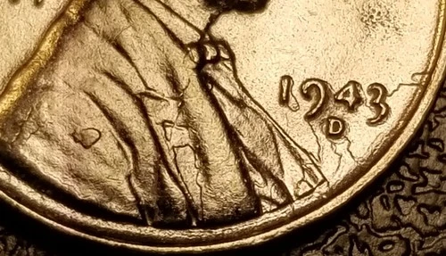 1943-D Lincoln Wheat Penny Cent Steel Lamination Error AU++