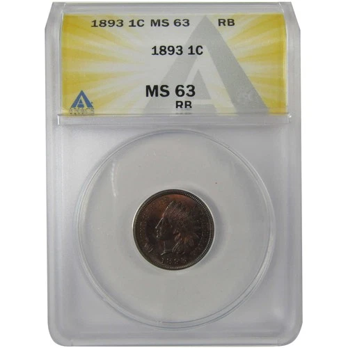 1893 Indian Head Cent MS 63 RB ANACS Penny Uncirculated SKU:I23002