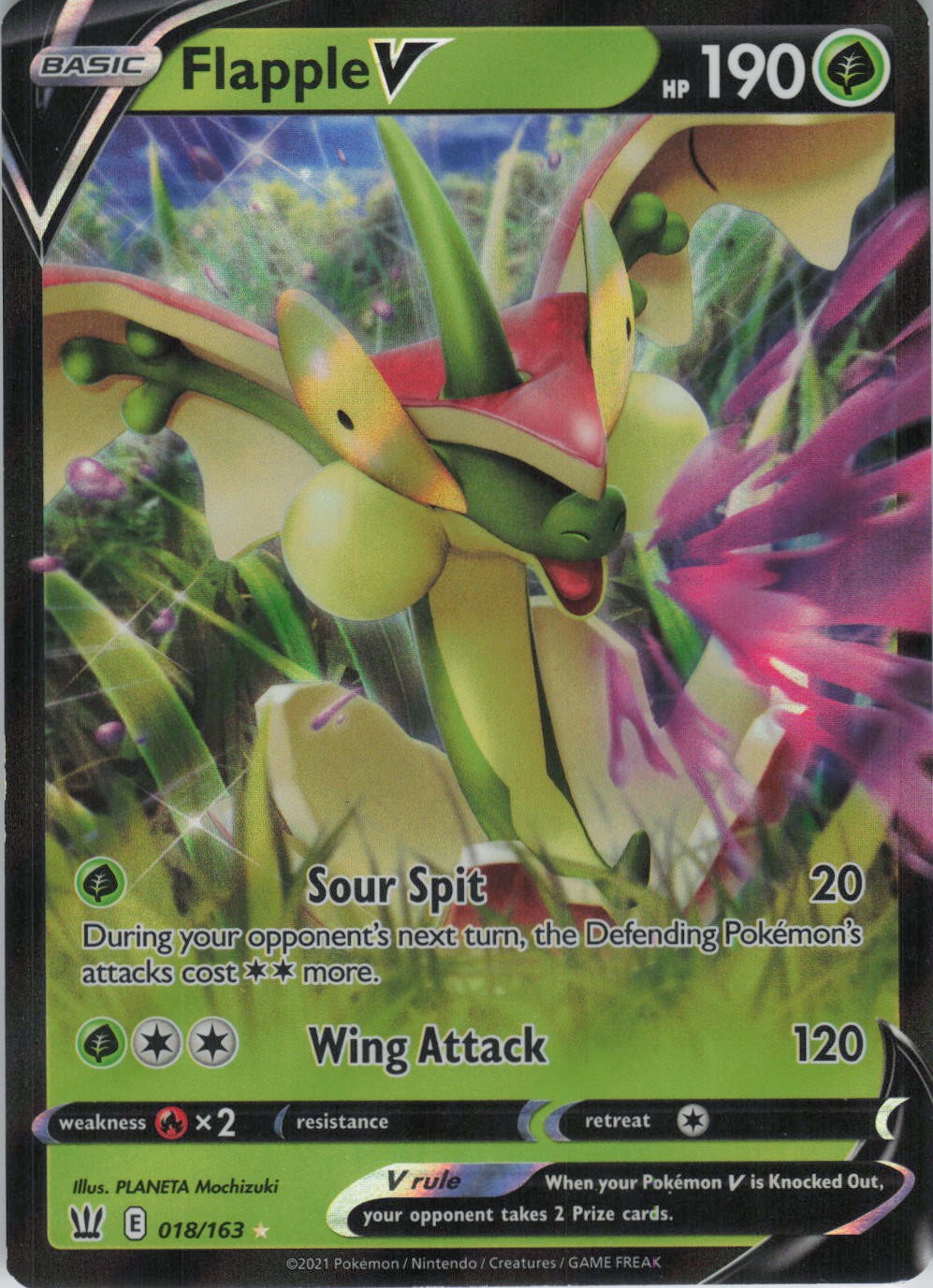 Flapple V 018/163 Holo V Rare Battle Styles Pokemon Near Mint