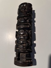 Vintage - Carved Hard Wood Totem TIKI Statue 12.5  Decor Art