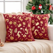 Christmas Throw Pillow Covers Set 2 PCS Decorative Cushion Cases for Sofa & Bed