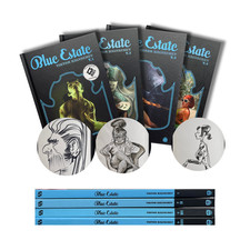 Blue Estate – Tomes 1 à 4,  3 dédicaces de Kalvachev et 2 affiches -EO 2011–2013