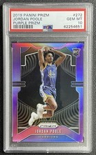 JORDAN POOLE PSA 10 2019-20 PANINI PRIZM #272 PURPLE RC 58/75 WARRIORS