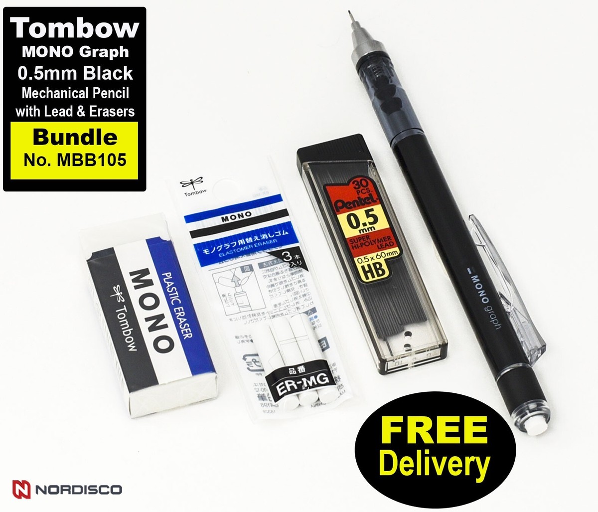 Tombow Mono Graph Shaker Black Mechanical Pencil with Lead