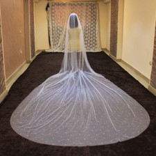 Wedding Veil scattered pearls 5 meters length 1 tier