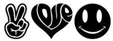 Peace Love Happiness Black Vinyl Decal Car Truck Window Laptop Notebook