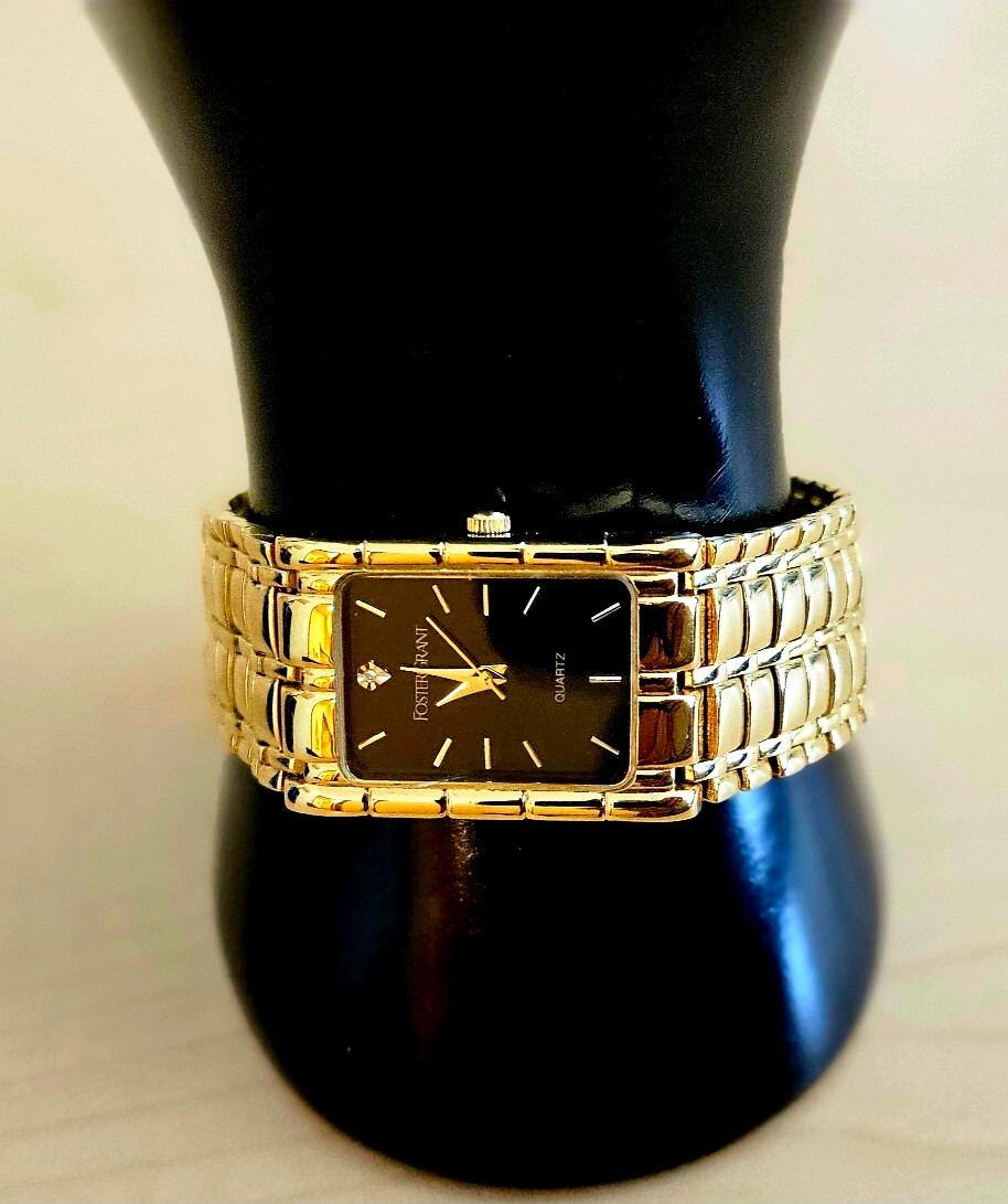 Foster Grant gold tone rectangular diamond accent… - image 1