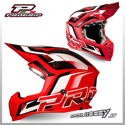 CASCO CROSS ENDURO MOTARD PROGRIP 3180 AP71 RED WHITE ROSSO BIANCO TAGLIA L  | eBay