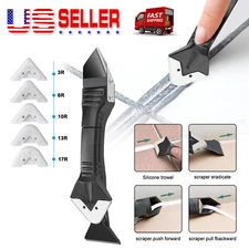 5 In 1 Silicone Remover Caulk Finisher Sealant Smooth Scraper Grout Kit Tools US