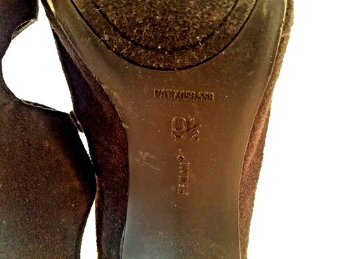 Fioni Black Suede Leather Peep Toe Lace-Up Slim-Heel Pumps for Women, Size 9.5 - Picture 9 of 9