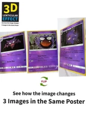 Pokémon-Gastly,Haunter,Gengar-3D Poster 3D Lenticular Flip Effect,3 In One