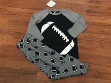 New Gymboree Boys Navy and Gray Football Gymmies Pajamas Size XS 3-4 extra small