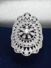 Anello Donna Filigrana Con Cristalli Swarovski Placcato Oro Bianco 24kt 