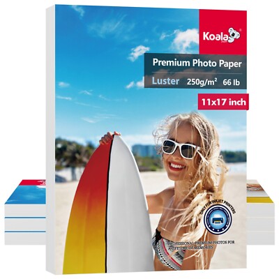 Koala Premium Luster Photo Paper 11x17, 200 PK, Soft Glossy 66 lb Inkjet Printer