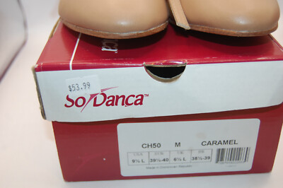 NIB So Danca Celine CH50 1.5'' Heel Character Shoe Leather Sole 9.5 L Caramel
