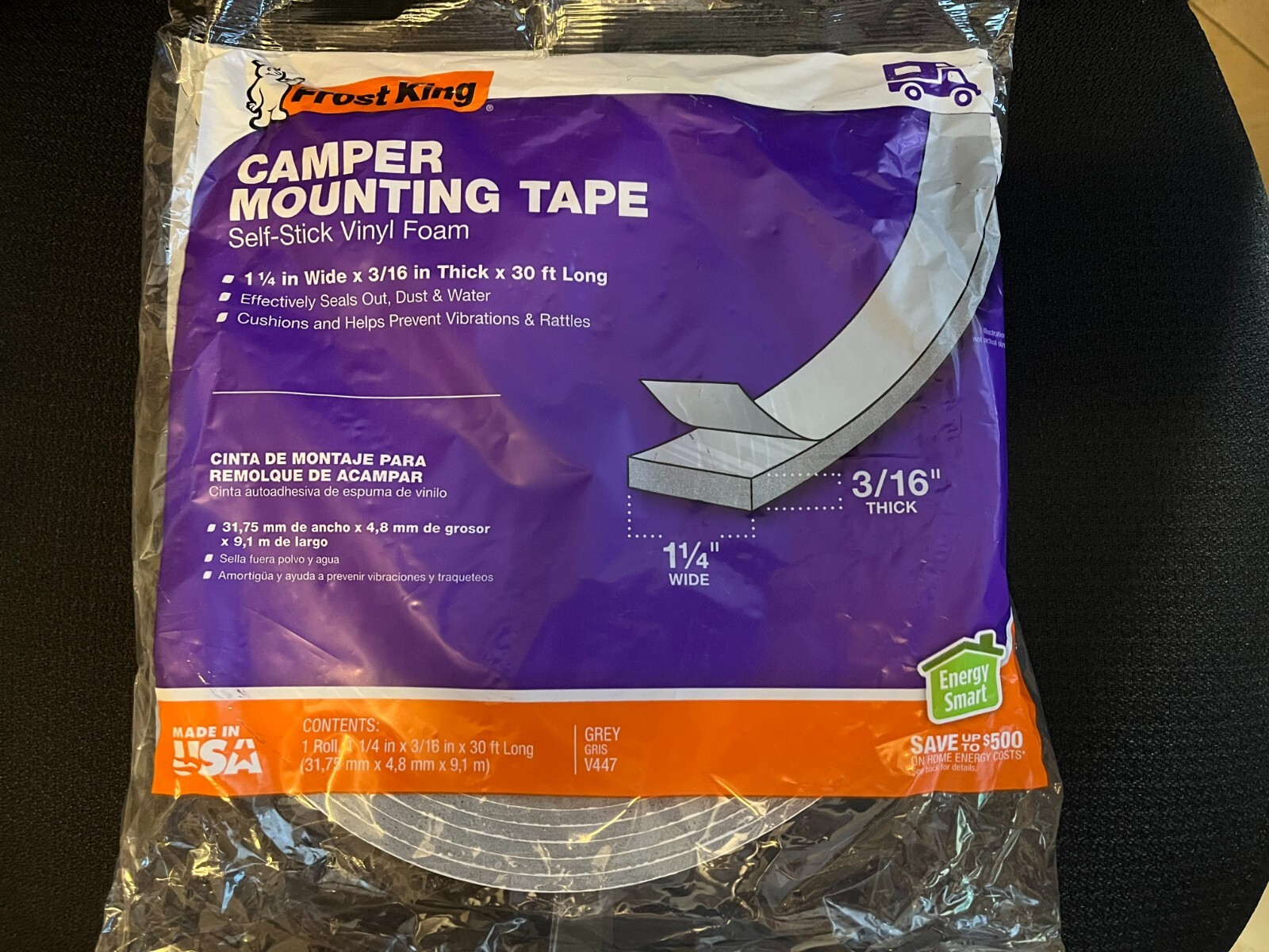 Frost King Camper Mounting Foam Tape, 11/4in. W x 3/16In. T x 30Ft