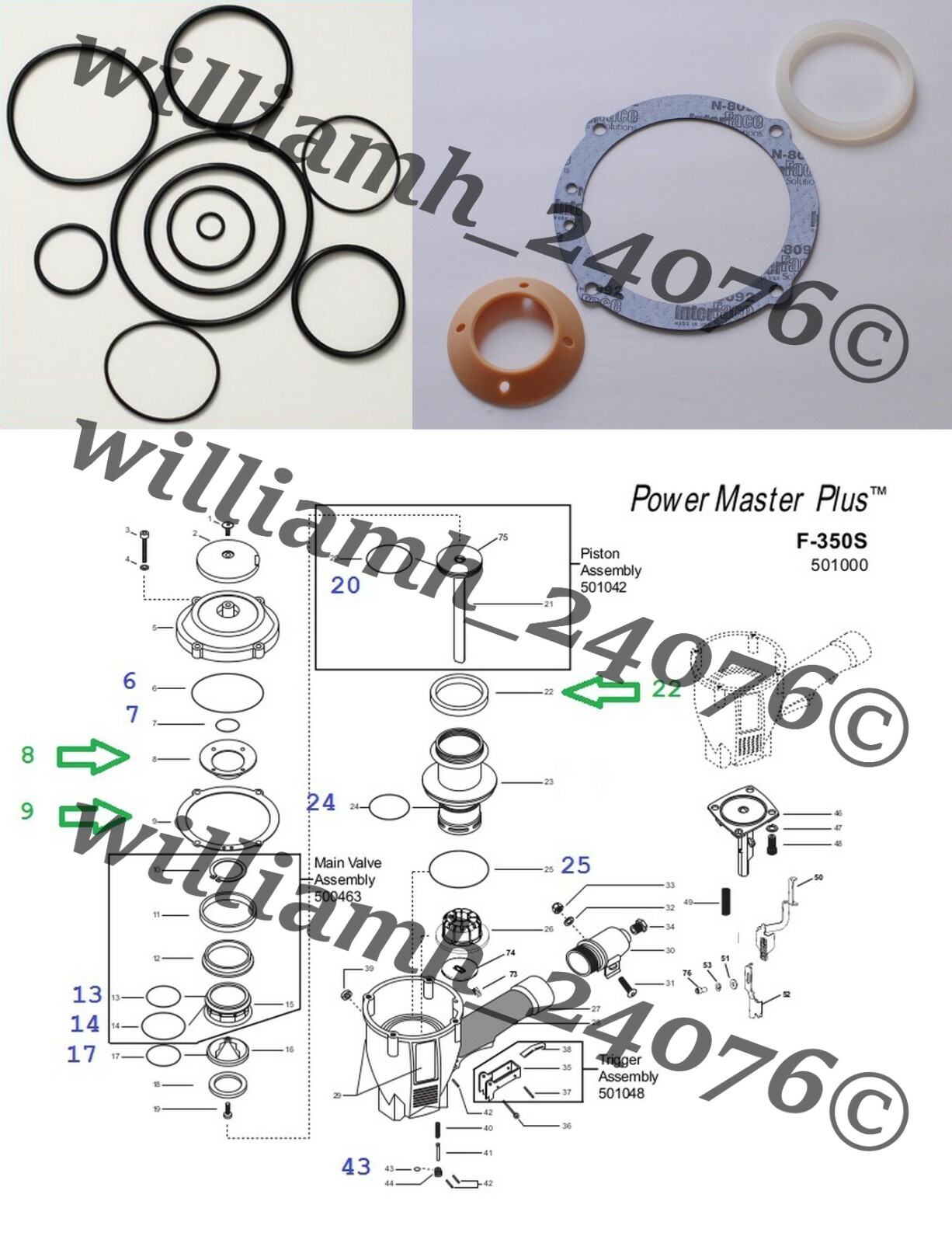 Paslode Framing Nailer F350S Oring + Cylinder Seal + Gasket + Valve