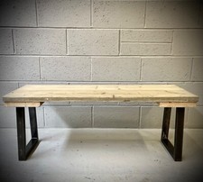 Trapezium Industrial Reclaimed Scaffold Board Dining Bench Coffee Table