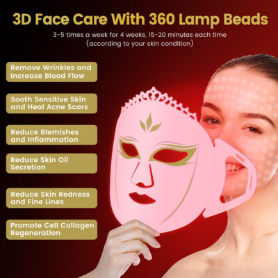 Near Infrared 7 Colors Silicone Led Mask Phototherapy Led Face Mask Anti Aging