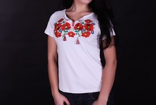 Vyshyvanka Traditional Embroidered Women Ukrainian t-shirt Ethnic Size L white