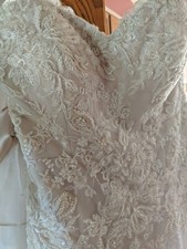 💍Jenny Yoo Collection Strapless Beaded  Ivory Chiffon Wedding Gown Sz 6💍