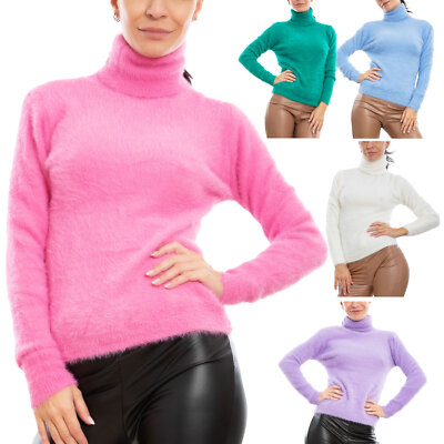 TOOCOOL VI-9518 Women's High Neck Hairy Eco Fur Pullover Sweater