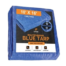 Better Blue Poly Tarp 10' x 16' - Multipurpose Protective Cover - Lightweight...