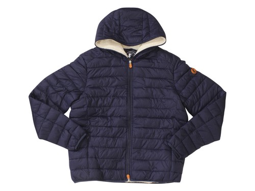 Save The Duck Men's Hooded Sherpa Jacket - Large - Navy Blue